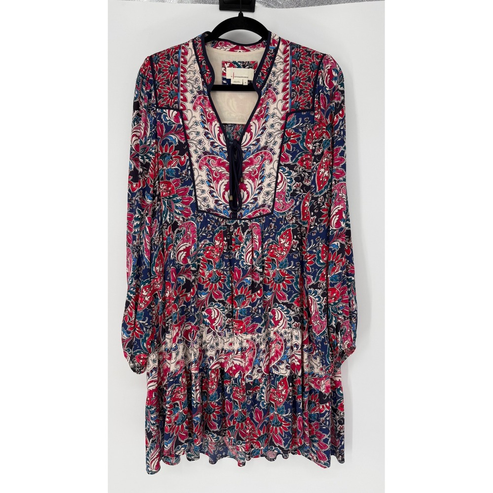 BY ANTHROPOLOGIE SPLICED TUNIC DRESS MEDIUM SWING BOHO PAISLEY